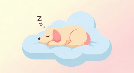 Adorable Dog Clipart A Peaceful Nap on a Cloud in a Whimsical Illustration