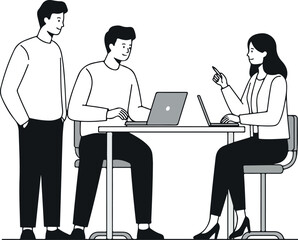 Modern Minimalist Business Meeting Vector Art