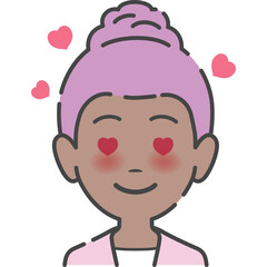 Smiling Woman With Pink Hair And Hearts In Eyes Expressing Love And Affection On A Transparent Background
