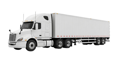 Freightliner White Semi Truck Commercial Transport Logistics Trucking Industry Modern Vehicle on transparent background