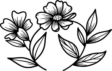 Eco-Conscious Nature Doodles - Hand-Drawn Floral Silhouette Set