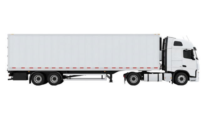 White Semi Trailer Truck Mockup Cargo Transport Logistics Freight Delivery Vehicle on transparent background