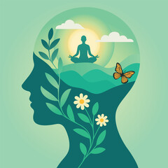 Mindfulness and Mental Health Concept Illustration Isolated Vector