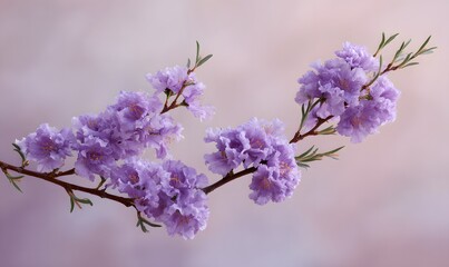 purple flowers on a branch with a beautiful soft S shape making it pleasing to the eye long and simple and ornate shaped