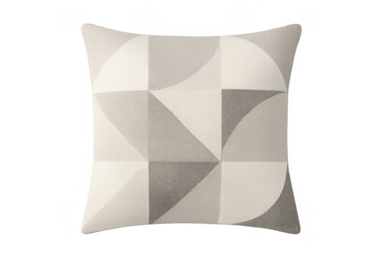 Decorative pillow cushion with geometric abstract pattern on transparent background