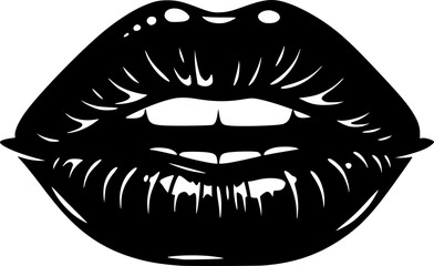 Lips | Black and White Vector illustration
