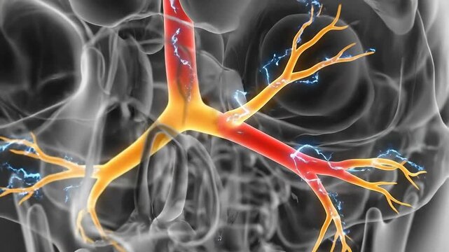 Animated Sensory Neuron Sending Pain Signals to Brain Anatomy Visualization Nerve Impulse Conduction Nerve Signals Simulation