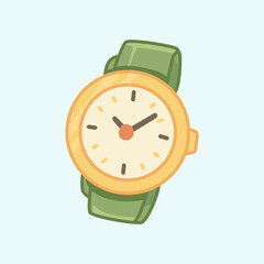 Sport Watch Icon in Flat Vector Style Representing Running Tracker and Time Management