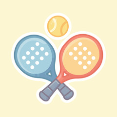 Two Padel Rackets and Ball Flat Pastel Icon for Sport, Match, and Fitness Illustrations