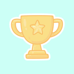 Golden Trophy Cup Flat Pastel Illustration for Padel, Tennis, and Sport Achievement Design