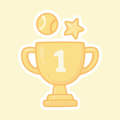 Number One Padel Trophy Flat Vector Icon in Cute Pastel Style for Sport and Fitness Themes