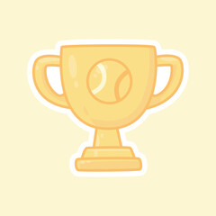 Shiny Gold Trophy Sticker with Base for Padel Competition Isolated Vector Flat Illustration