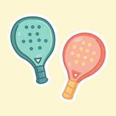 Green and Red Padel Rackets Flat Vector Icon for Sport Club, Game, and Fitness Projects