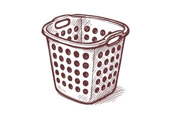 laundry basket hand drawn simple sketch vector illustration