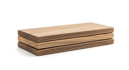 Stack of Three Wooden Cutting Boards on White Background.