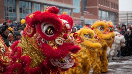 Fototapeta premium Chinese New Year Lion Dance Celebration