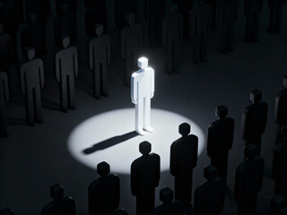 A silhouette vector illustration of a group of diverse businesspeople in suits standing in a row, representing teamwork and success