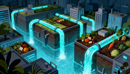 Computer circuit boards, agricultural care technology, organic vegetables grown in urban buildings