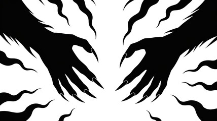 Scary Shadow Hands with Claws on White Background. made with generative Ai
