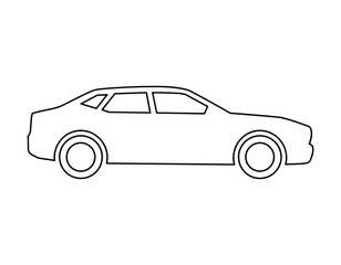 Simple outline drawing of a sedan car