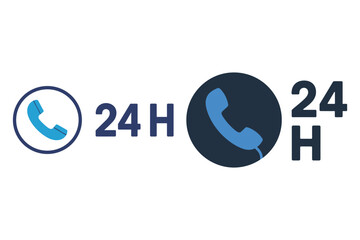 24 hour service icon with phone symbol and text