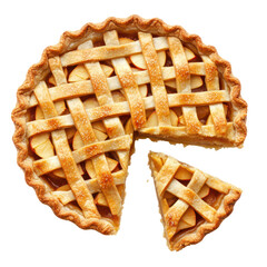 Homemade apple pie with lattice crust isolated on transparent background