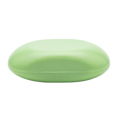 A soothing bar of light green soap promising gentle cleansing and a refreshing start to the on transparent background