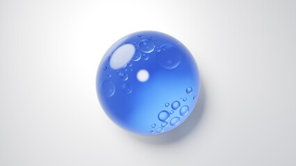 3D Illustration.Blue liquid on a white background. Gel. (Horizontal)