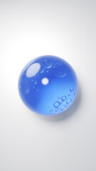 3D Illustration.Blue liquid on a white background. Gel. (Vertical)