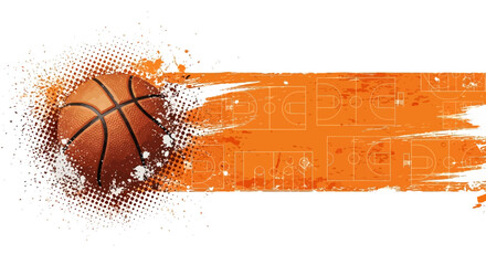 Dynamic Basketball Banner with Grunge Texture | Sport Court Layout Background