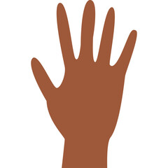 Illustration of a Brown Human Hand Showing Five Fingers Open Palm Facing Forward Isolated on White Background with Transparent Background Elements