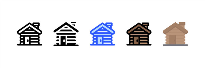 Wood House icon set multiple style collection. Vector illustration.