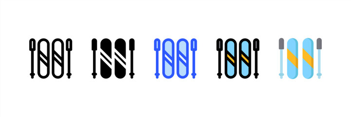 Ski icon set multiple style collection. Vector illustration.