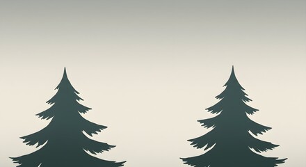 Obraz premium Silhouetted evergreen trees against a soft gradient background for design