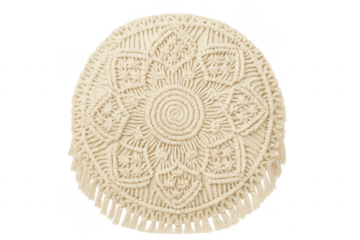 Macrame pouf cushion bohemian textile decor accent