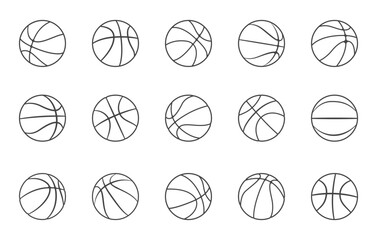 Set of basketball balls outline, Basketball ball outline, Basketball svg, Basketball silhouette, Basketball ball clipart, Basketball outline, Sports ball outline.