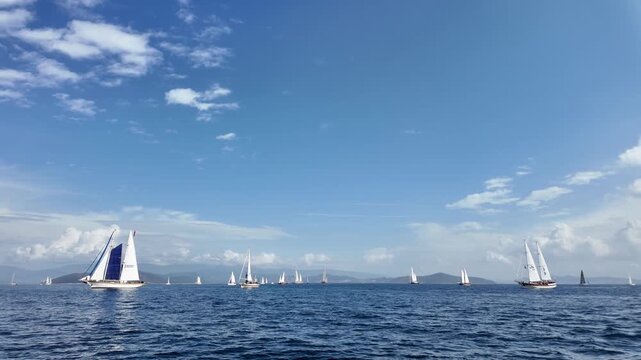  Bodrum Sailing Cup, Gulet Wooden Sailboats and sailing yachts racing.