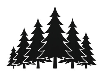 Obraz premium Pine tree forest silhouette design element with transparent background, nature, woodland, evergreen