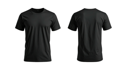 Black shirt, front & back view isolated on black background