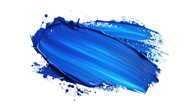 Vibrant blue paint swatch with ridges, textured brush strokes