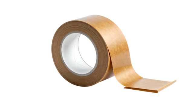 Roll of brown packing tape with one end unrolled