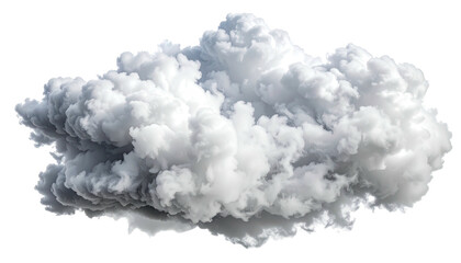 Fluffy white cloud with grey shadows isolated against black