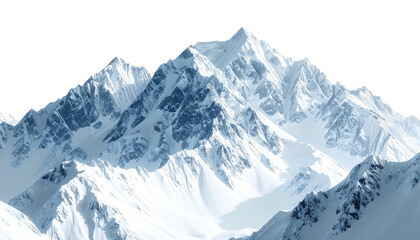 Snowy mountain peaks against a stark black backdrop