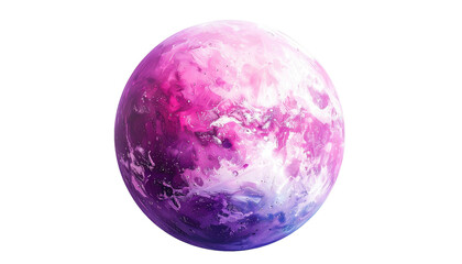 Pink, purple orb planet with textured, colorful surface in space