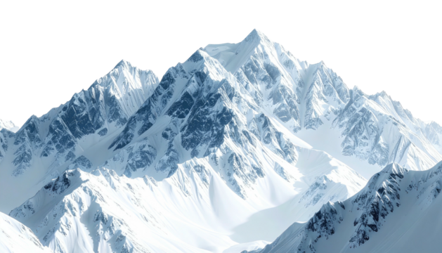 Snowy mountain peaks against a stark black backdrop