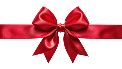 Vibrant red satin ribbon tied in a bow against black backdrop