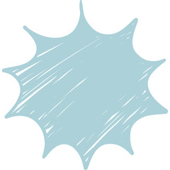 Light Blue Starburst Shape with Sketchy Texture Isolated on Transparent Background