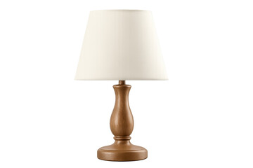 Obraz premium Wooden table lamp providing ambient light for home interior decor, furnishing, and comfortable living, isolated with transparent background