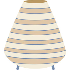 Minimalist Antique Ceramic Pottery Illustration With Beige Blue Stripes On Transparent Background