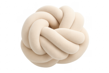Beige knot pillow on transparent background providing comfort